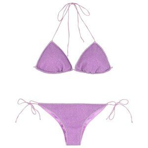 NWT Oseree Lumiere Triangle String Bikini Swimsuit Lilac Purple Size Small